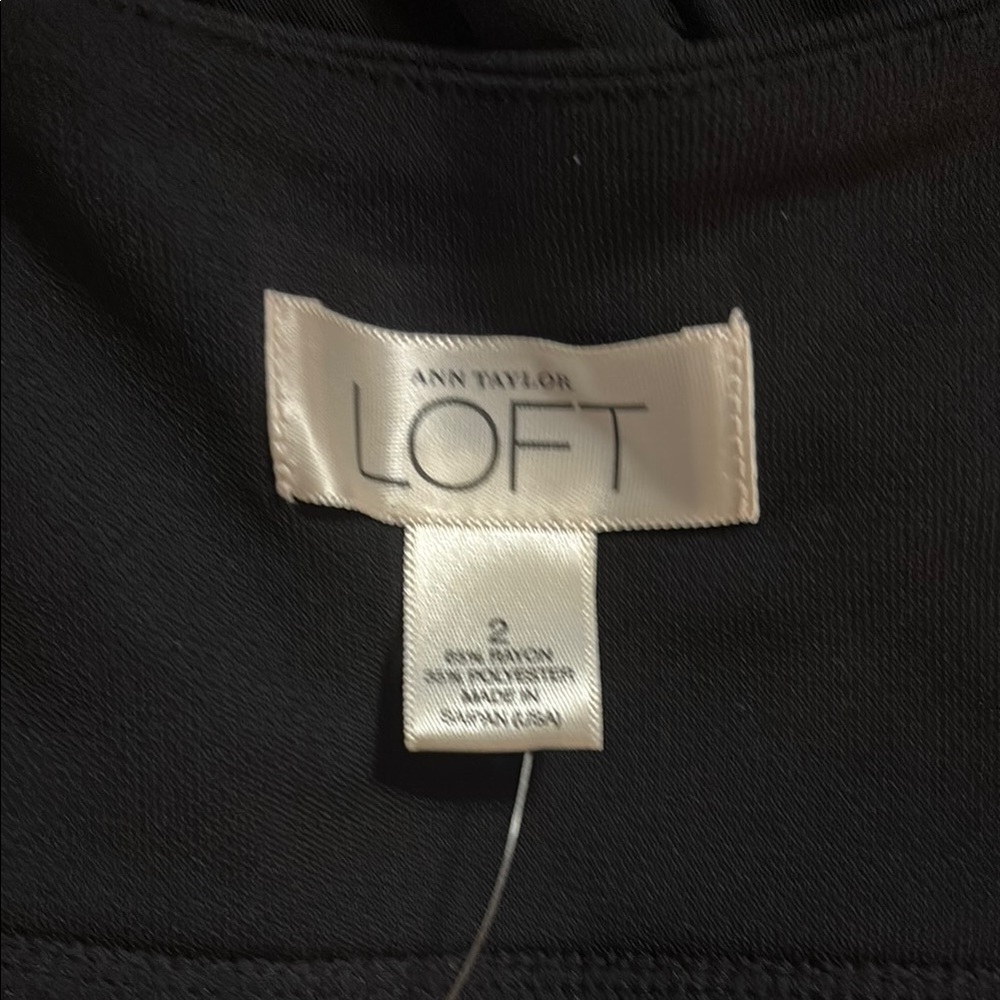 LOFT Black A-Line Midi Dress with Flutter Cap Sleeves-NWT - Picture 5 of 6